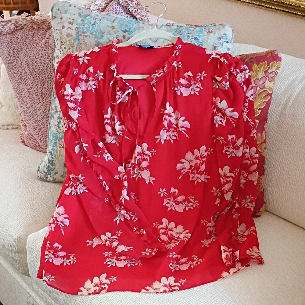 Floral Red Blouse